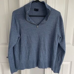 J. Crew Women's Merino Blend Blue Zip-Up Sweater